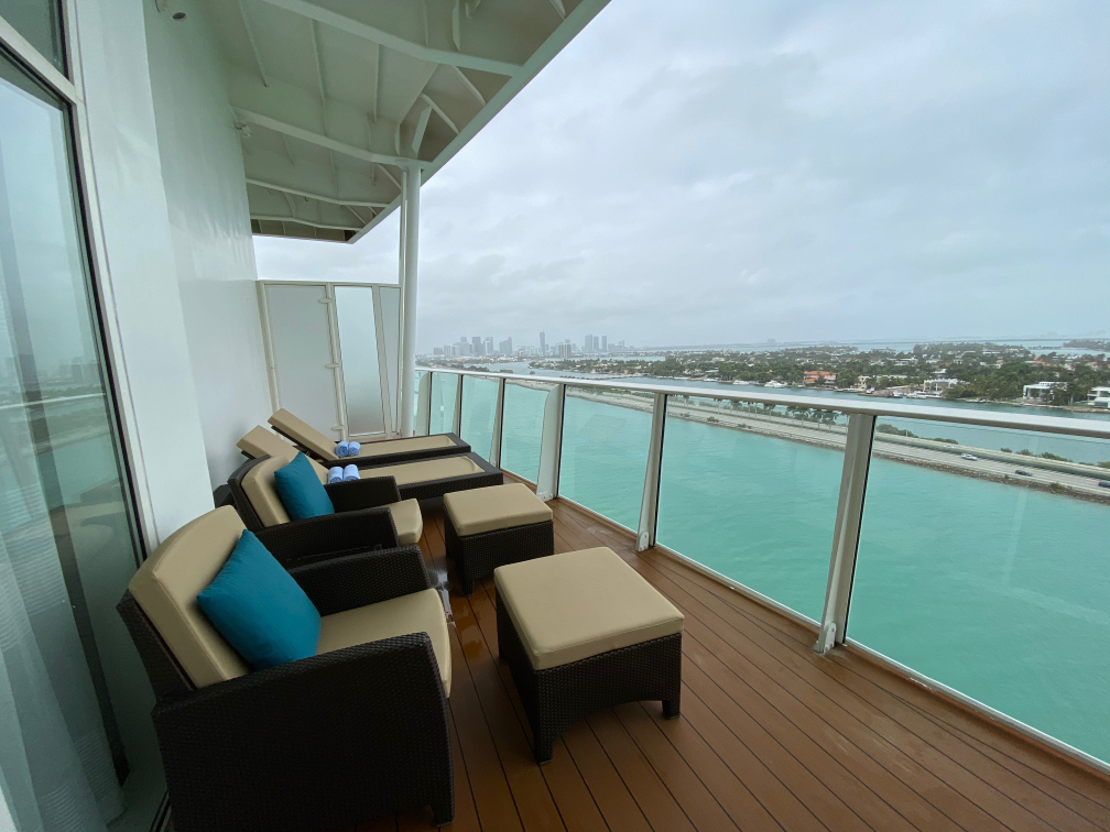 Loungers on balcony