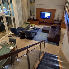 View from upstairs landing at night